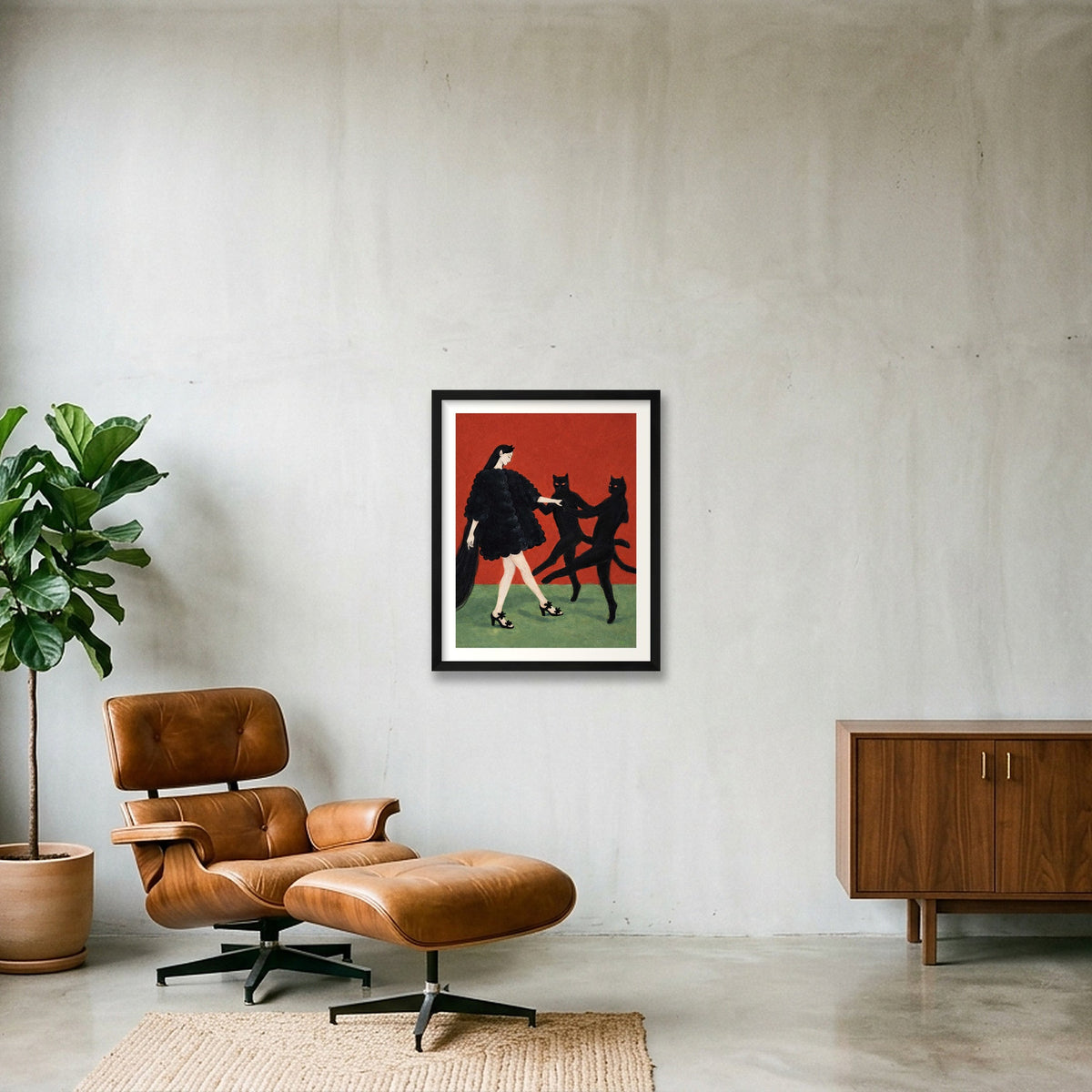 Catdance II — 40×50cm, 16×20" Black Frame