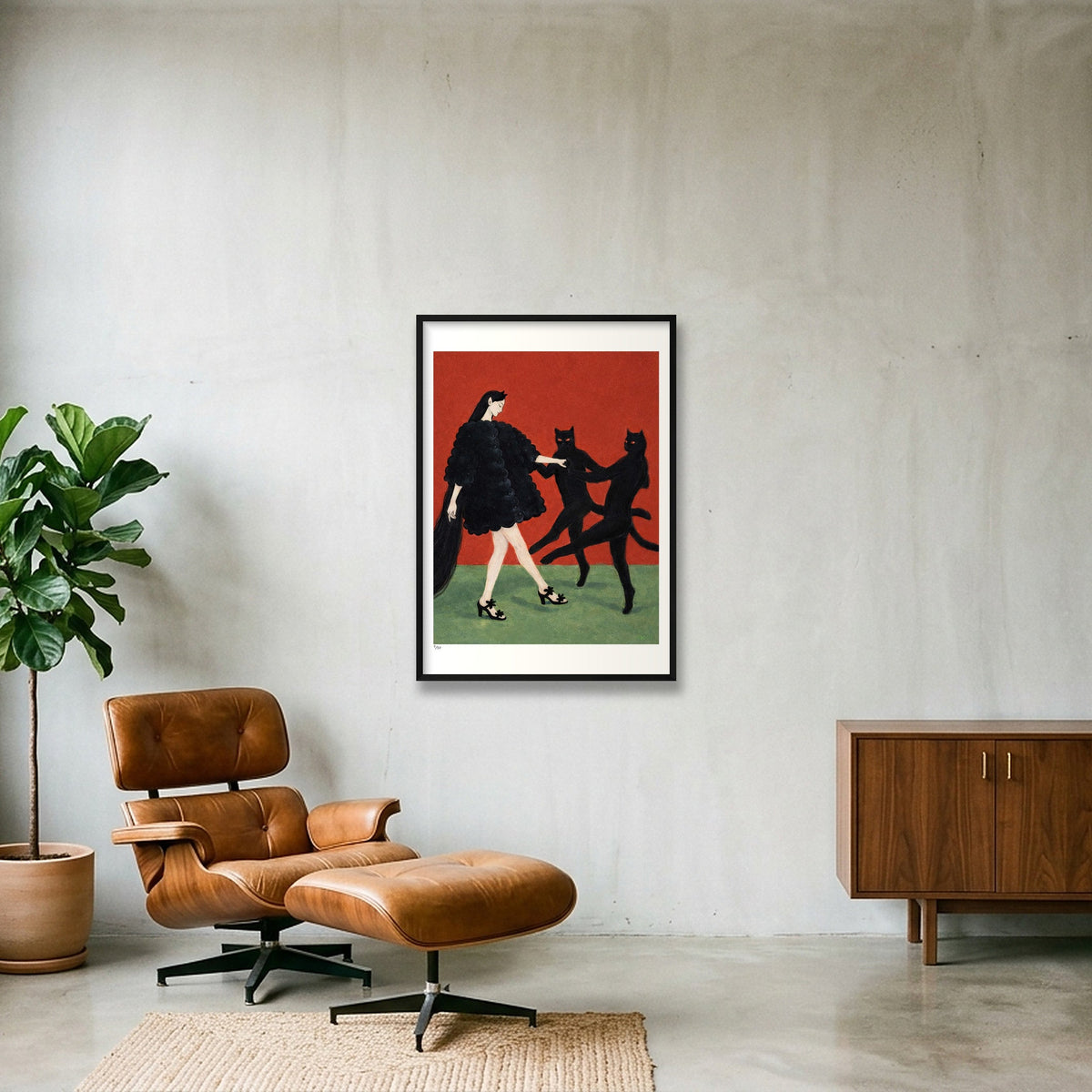 Catdance II — 70×100cm, 28×39" Black Frame