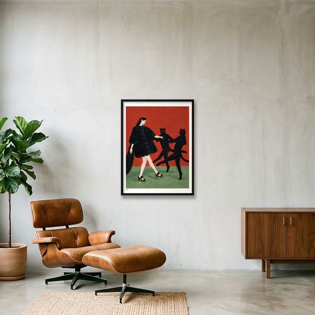 Catdance II — 60×80cm, 24×31" Black Frame