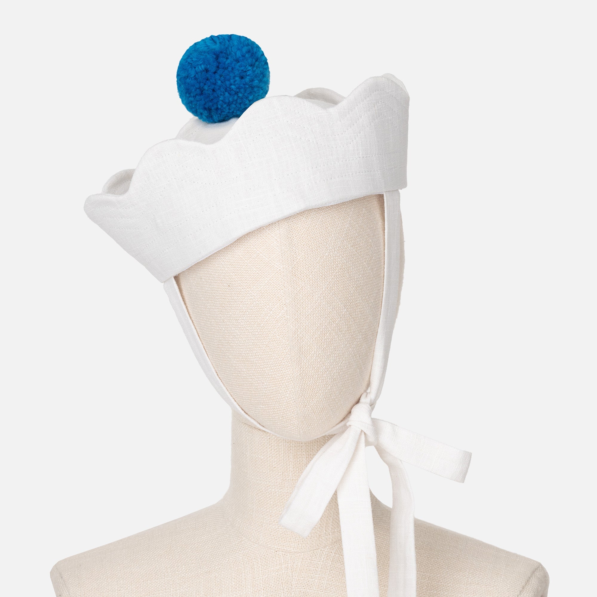 Sailor's Seduction hat white with blue pompom - ABODI TRANSYLVANIA